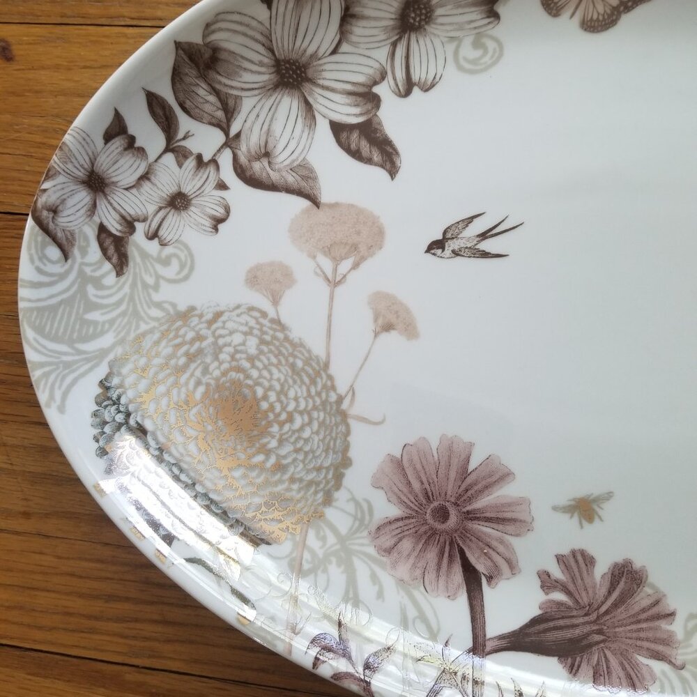 Ceramic Floral Serving Platter Charcuterie Plate - Picture 4 of 5